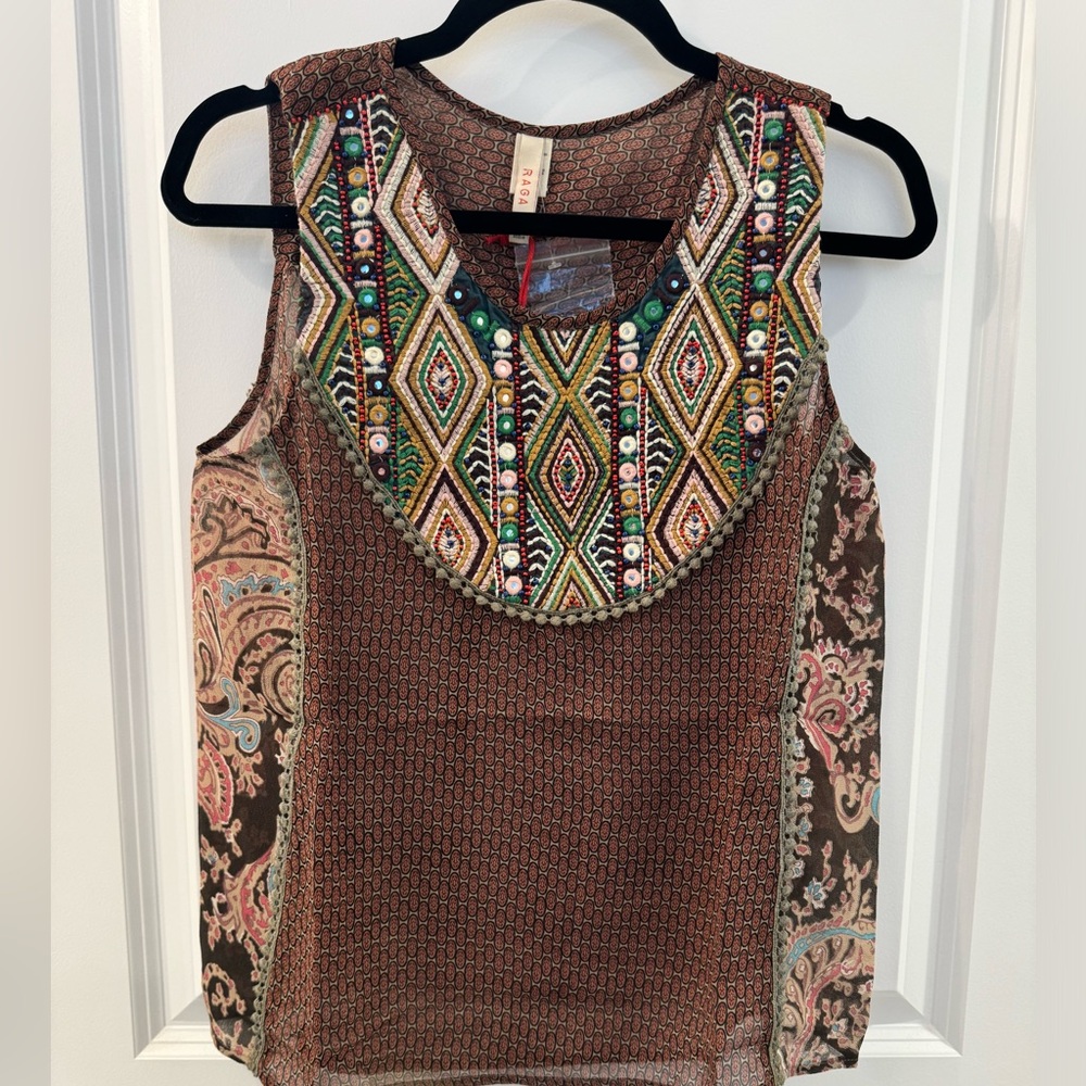 Raga Brand Brown Boho style tank blouse